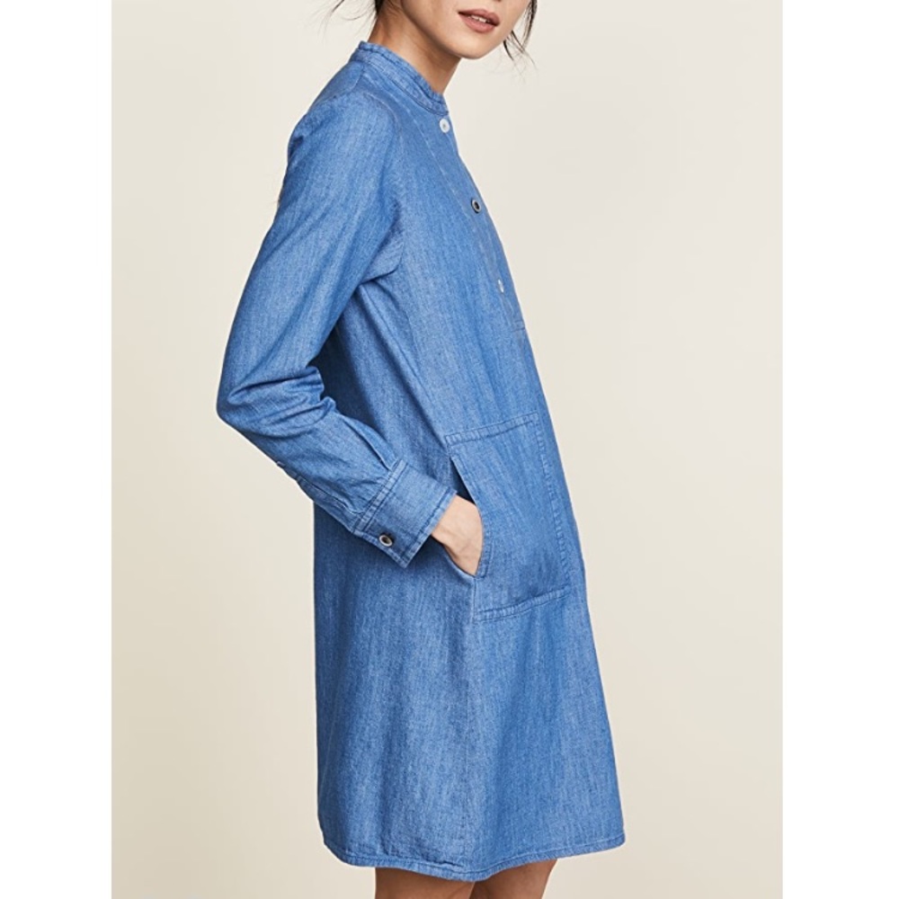 A.P.C. Mandarin Collar Chambray Dress. Size 36. - Picture 3 of 9